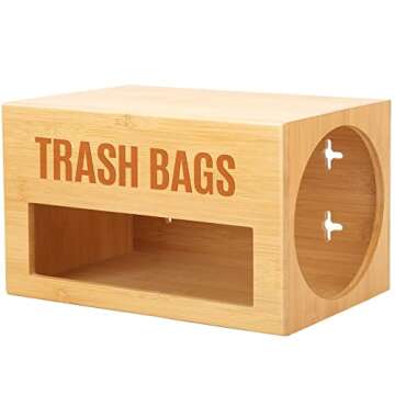 Libreshine Extra Large Trash Bag Organizer for Kitchen, Garbage Bag Dispenser Roll Holder Under Sink, Bamboo Trash Bag Dispenser Wall Mount