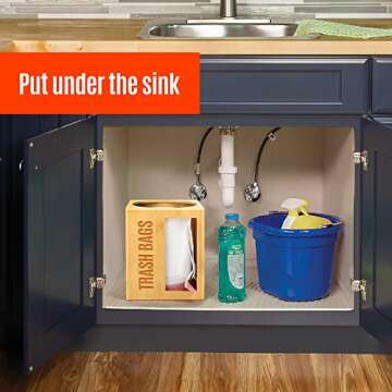 Libreshine Extra Large Trash Bag Organizer for Kitchen, Garbage Bag Dispenser Roll Holder Under Sink, Bamboo Trash Bag Dispenser Wall Mount