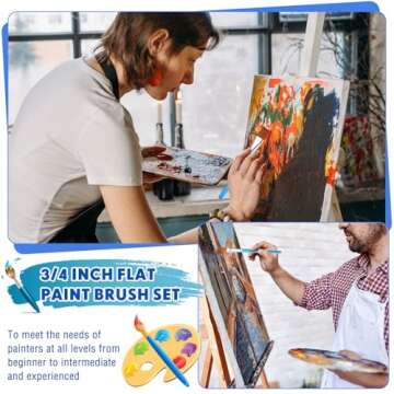 Zonon 20 Pcs Flat Acrylic Paint Brush Wide Paint Brushes Watercolor Quality Synthetic Artist Paint Small Brush Bulk Painting Brush for Detail Art Painting Oil(3/4 Inch,Blue)