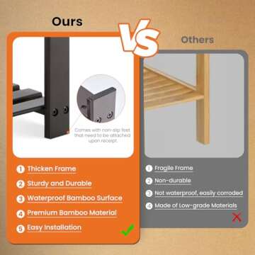 Sweetcrispy Shoe Rack Bench, 3-Tier Bamboo Entryway Storage Organizer, 286lb Capacity, Shoes Stand for FrontDoor Entrance, Bedroom, Living Room, Bathroom, Balcony, 11.3 x 27.6 x 17.8 Inches, Brown