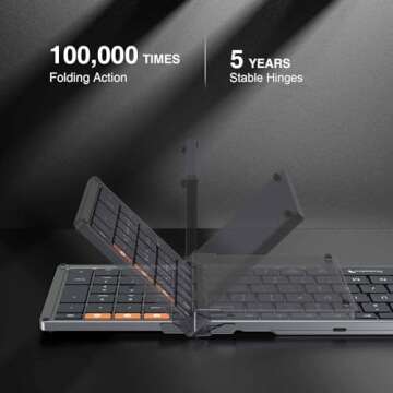 ProtoArc Foldable Bluetooth Keyboard, XK01 Folding Wireless Portable Keyboard with Numeric Keypad, F...