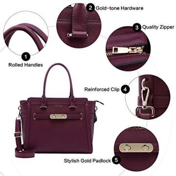 Laptop Bag for Women,15.6 Inch Multi Pocket Padded Laptop Tote Bag,Computer Bags for Women,Burgundy
