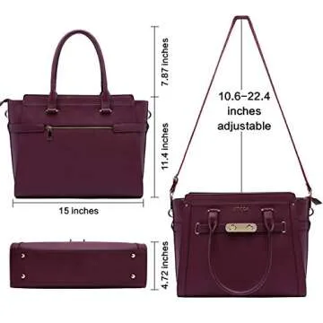 Laptop Bag for Women,15.6 Inch Multi Pocket Padded Laptop Tote Bag,Computer Bags for Women,Burgundy