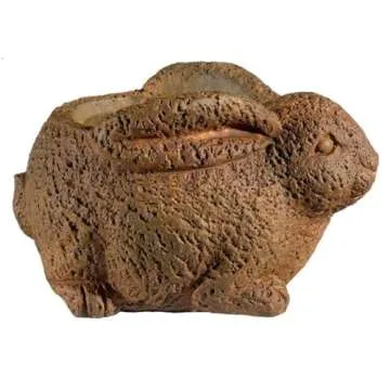 Classic Home and Garden Cement Buddies Indoor Outdoor Planter with Drainage Hole, Rabbit, Rust, Small, 6in