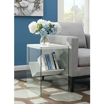 Convenience Concepts SoHo End Shelf Table, White/Glass