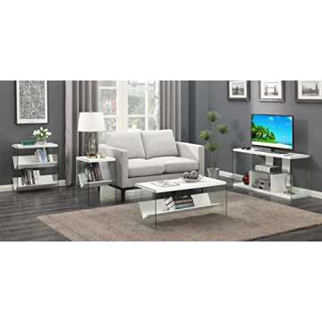 Convenience Concepts SoHo End Shelf Table, White/Glass