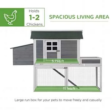PawHut 63" Chicken Coop Wooden with Raised Garden Bed, Outdoor Chicken Cage Poultry Hen House with Nesting Box, Run, Removable Tray, Ramp, for Garden Backyard, Gray