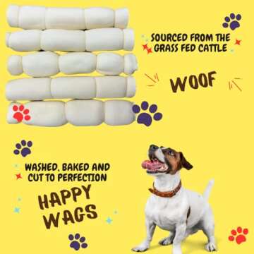 Woofley's 9-10" Buffalo Beef Cheek Roll - (5 Count)- Beef Cheek Rolls for Dogs - Long Lasting Natural Dog Chews