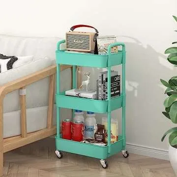 Sywhitta 3-Tier Rolling Utility Cart for Home Storage