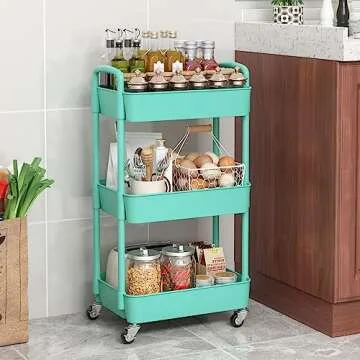 Sywhitta 3-Tier Rolling Utility Cart for Home Storage