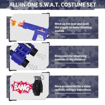 Kodvinp Police Officer Costume for Kids, SWAT Costume for Boys with Vest, Complete Halloween Costumes for Kids 3-10-12