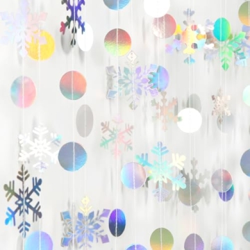 Snowflake-Snow Iridescent Holographic Garland - 52Ft Winter Wonderland Decorations for Every Occasio...
