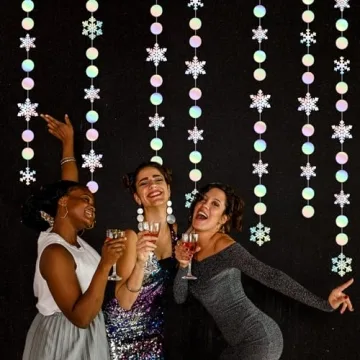 Iridescent Snowflake Garland for Winter Parties and Decor