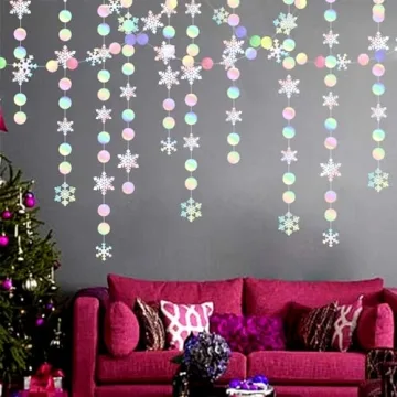 Iridescent Snowflake Garland for Winter Parties and Decor