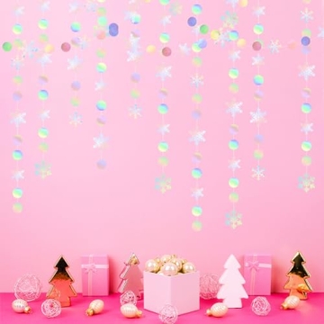 Iridescent Snowflake Garland for Winter Parties and Decor