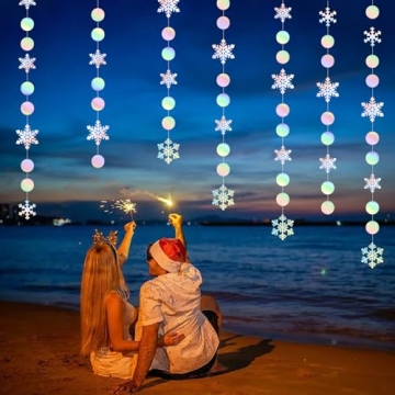 Iridescent Snowflake Garland for Winter Parties and Decor