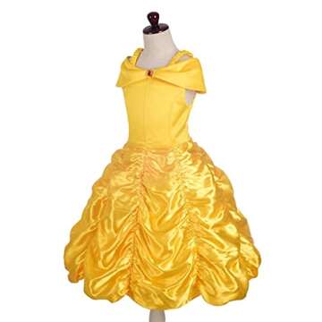 Dressy Daisy Girls' Princess Yellow Gold Ball Gown Birthday Party Fancy Dress Up Halloween Costume with Accessories Size 2T
