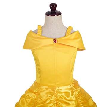Dressy Daisy Girls' Princess Yellow Gold Ball Gown Birthday Party Fancy Dress Up Halloween Costume with Accessories Size 2T