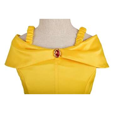 Dressy Daisy Girls' Princess Yellow Gold Ball Gown Birthday Party Fancy Dress Up Halloween Costume with Accessories Size 2T