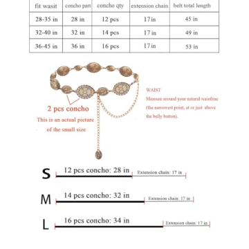 TOPACC Western Concho Chain Belt for Dresses and Jeans