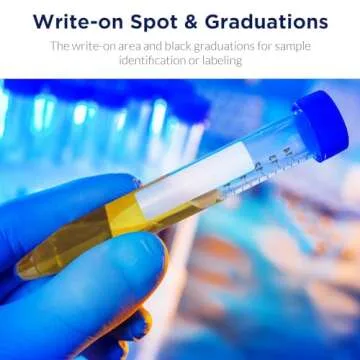 Membrane Solutions Conical Centrifuge Tubes 15mL, 50 Pack Sterile Plastic Test Tubes with Screw Caps, Polypropylene Container with Graduated and Write-on Spot, Non-Pyrogenic, DN/RNase Free