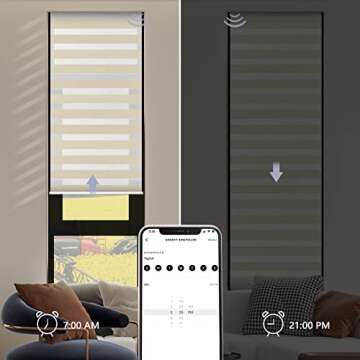Xixingji Motorized Dual Roller Blinds, Electric Zebra Shades 70% Blackout ，Compatible with Alexa&Goolge Home, Smart Sheer Blinds with Valance,Cordless, Custom Size, Beige