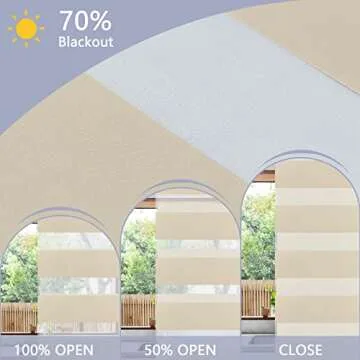 Xixingji Motorized Dual Roller Blinds, Electric Zebra Shades 70% Blackout ，Compatible with Alexa&Goolge Home, Smart Sheer Blinds with Valance,Cordless, Custom Size, Beige