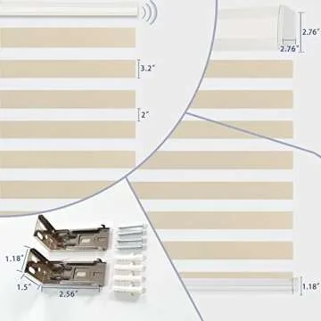 Xixingji Motorized Dual Roller Blinds, Electric Zebra Shades 70% Blackout ，Compatible with Alexa&Goolge Home, Smart Sheer Blinds with Valance,Cordless, Custom Size, Beige