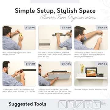 InPlace Durable Shelf with Invisible Brackets - Easy to Install & Remove, Deep Floating Shelves for Wall - MDF Wall Shelf for Living Room & Kitchen - 10.2"D x 35.4"W x 2"H, White - 0191408