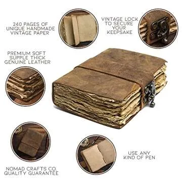 Vintage Leather Journal with Lock - Perfect for Creatives