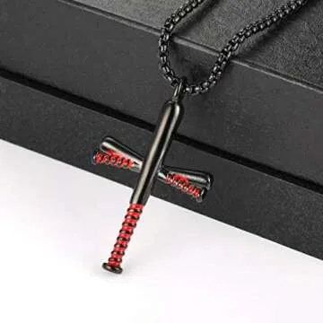 Rehoboth Stainless Steel Cross Baseball Bat Necklace