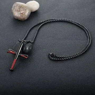 Rehoboth Stainless Steel Cross Baseball Bat Necklace