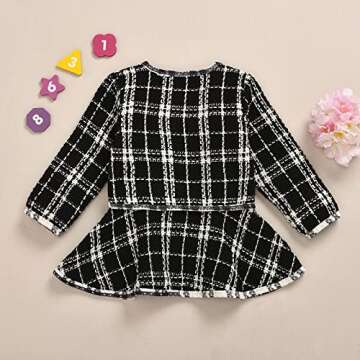 BTDECLAR Toddler Baby Girls Long Sleeve Plaid Cardigan Sweater Outwear Pullover Top Tutu Skirt Princess Party Dress Outfits