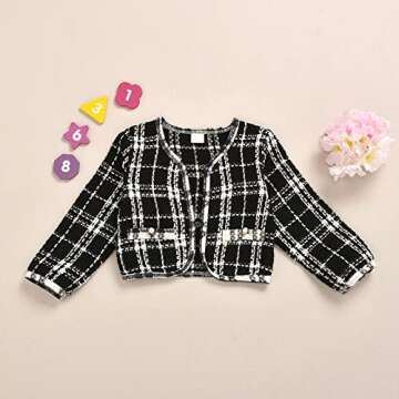 BTDECLAR Toddler Baby Girls Long Sleeve Plaid Cardigan Sweater Outwear Pullover Top Tutu Skirt Princess Party Dress Outfits