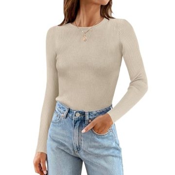 ZESICA Long Sleeve Crewneck Knit Top for Women