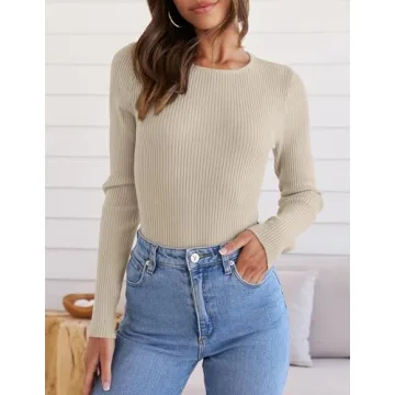 ZESICA Long Sleeve Crewneck Knit Top for Women