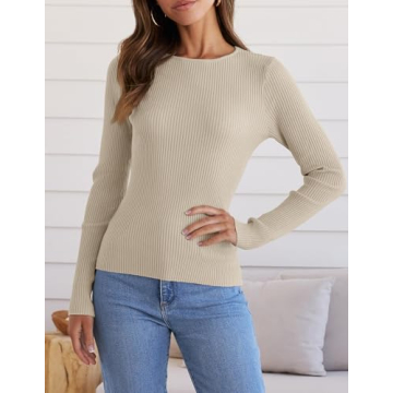 ZESICA Long Sleeve Crewneck Knit Top for Women