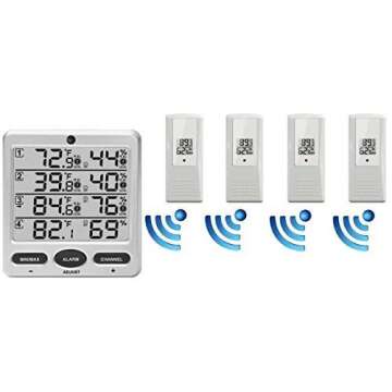 Ambient Weather WS-10-X4 Wireless Indoor/Outdoor Thermo-Hygrometer with Four Remote Sensors