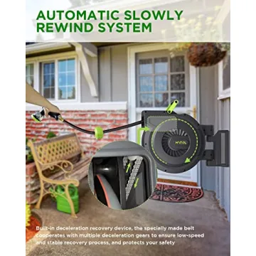 MYTOL Retractable Garden Hose Reel with 10-Pattern Nozzle