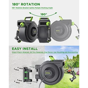 MYTOL Retractable Garden Hose Reel with 10-Pattern Nozzle