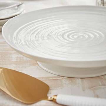 Portmeirion Sophie Conran White Large Footed Cake Stand | 12 Inch Round Cupcake Stand | Dessert Display Stand for Weddings and Parties | Made from Fine Porcelain