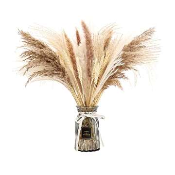 XZYFDHSY 65 Pcs Nature Dried Pampas Grass Decor Tall Pompous Grass,White Pampas Grass Vase Flower Arrangement,Pampas Grass Large,Boho Decor Pompas Floral,Dried Flower Bouquet Wedding Home Decorations
