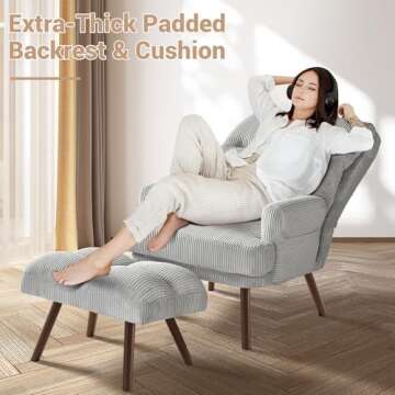 XIZZI Comfy Reading Chair with Ottoman Set for Indoor Use
