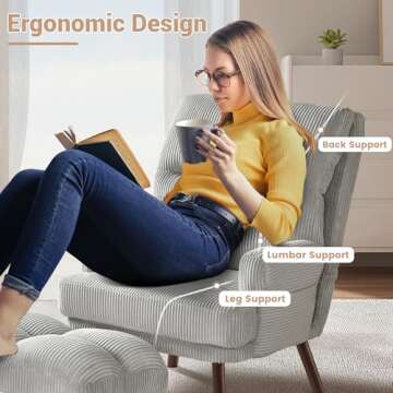 XIZZI Comfy Reading Chair with Ottoman Set for Indoor Use