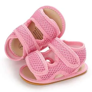 E-FAK Baby Boys Girls Summer Sandals Closed-Toe Non-Slip Rubber Sole Toddler Infant First Walker Shoes(6-12 Months Infant,01 Pink)