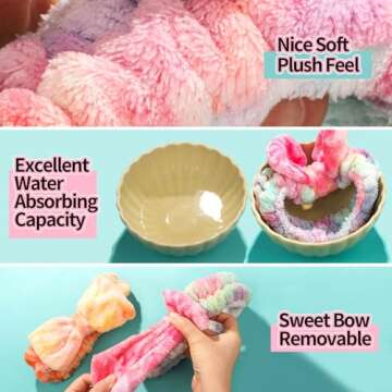LEOBRO Spa Headband, Skin Care Headband, Makeup Headbands for Women Teen Girls, Headband for Washing Face, Hair Band for Washing Face, with Hair Scrunchies