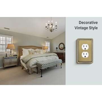 Henne Bery Rope Edge Decorative Wall Plate Switch Plate Outlet Cover (Single Duplex, 2 Pack, Antique Brass)