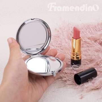Framendino, Pocket Mirror Portable Travel Makeup Folding Handheld Double-Sided Marbling for Women