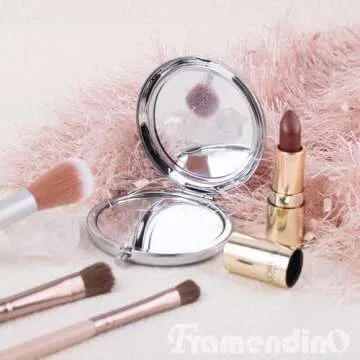 Framendino, Pocket Mirror Portable Travel Makeup Folding Handheld Double-Sided Marbling for Women