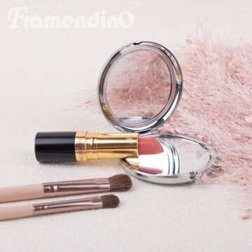 Framendino, Pocket Mirror Portable Travel Makeup Folding Handheld Double-Sided Marbling for Women